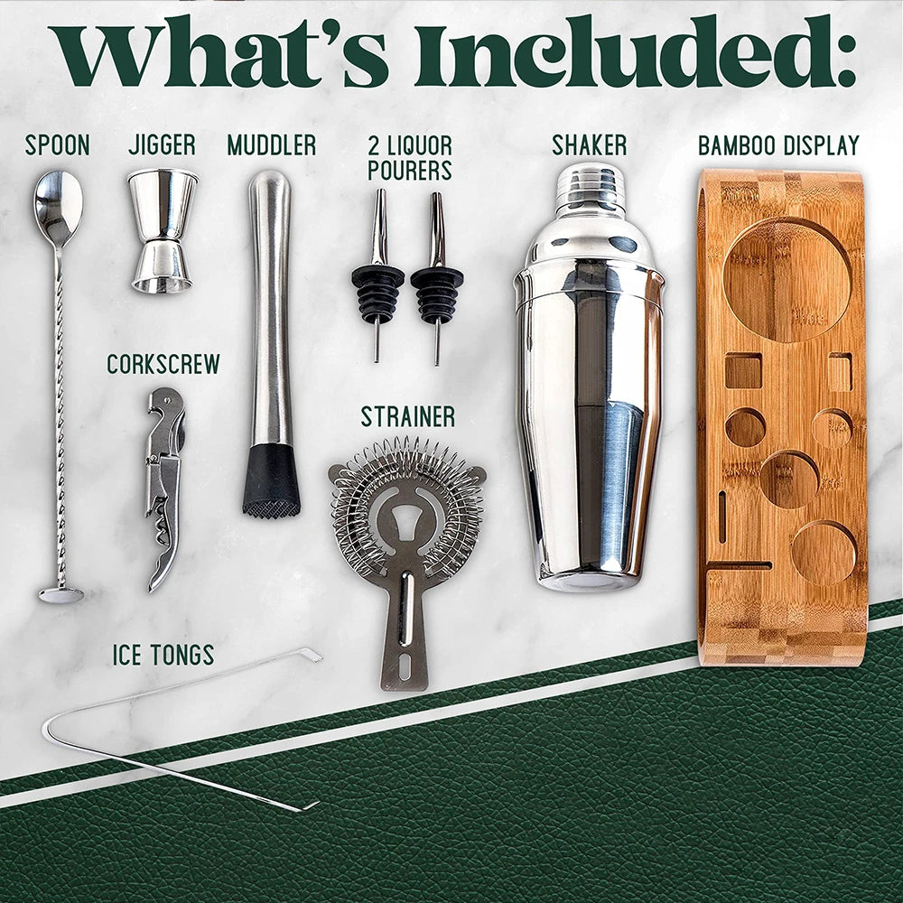 10-Piece Bartender Kit with Bamboo Stand — Barkeep Reserve