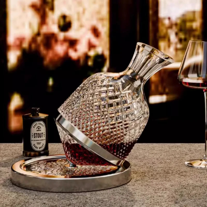 360° Rotating Crystal Wine Decanter — Revolve Reserve