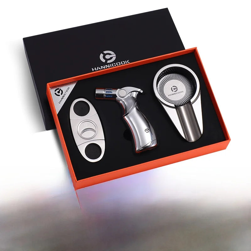 3-Piece Cigar Gift Set — Cutter, Torch Lighter & Ashtray — Marshall Reserve