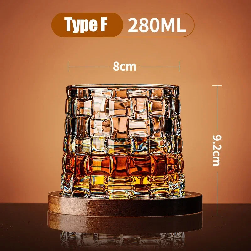 Weighted Spinning Crystal Whisky Glass with Base — Meridian Reserve