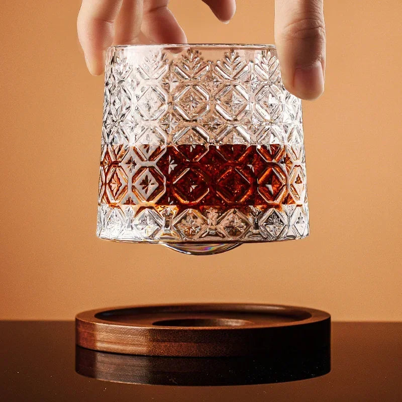 Weighted Spinning Crystal Whisky Glass with Base — Meridian Reserve