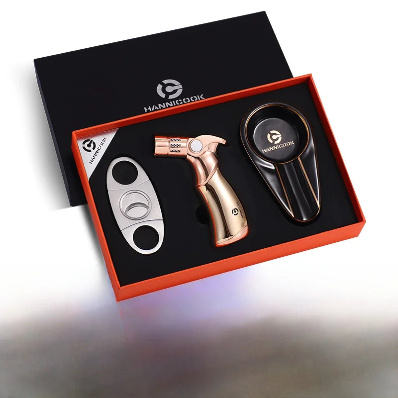 3-Piece Cigar Gift Set — Cutter, Torch Lighter & Ashtray — Marshall Reserve