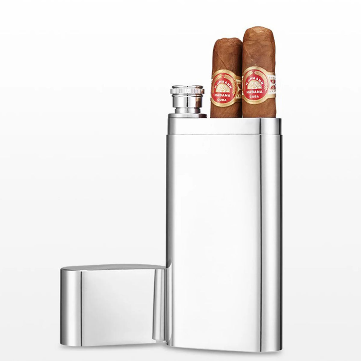 Stainless Hip Flask & Cigar Tube Gift Set — Wayfarer Reserve