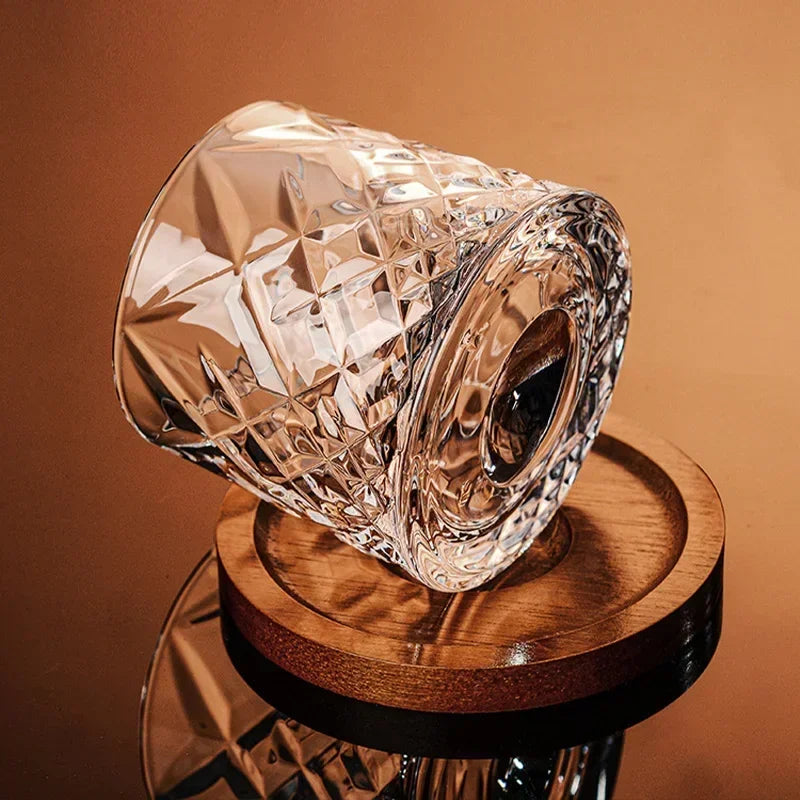 Weighted Spinning Crystal Whisky Glass with Base — Meridian Reserve