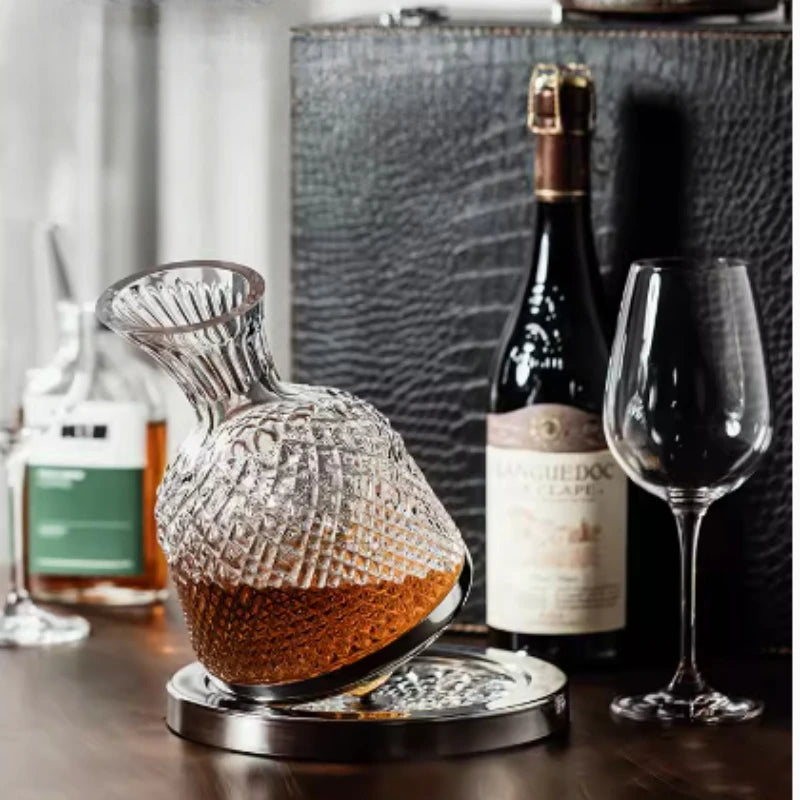 360° Rotating Crystal Wine Decanter — Revolve Reserve