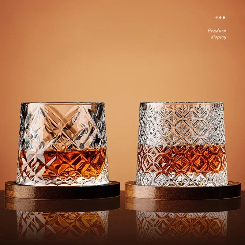 Weighted Spinning Crystal Whisky Glass with Base — Meridian Reserve