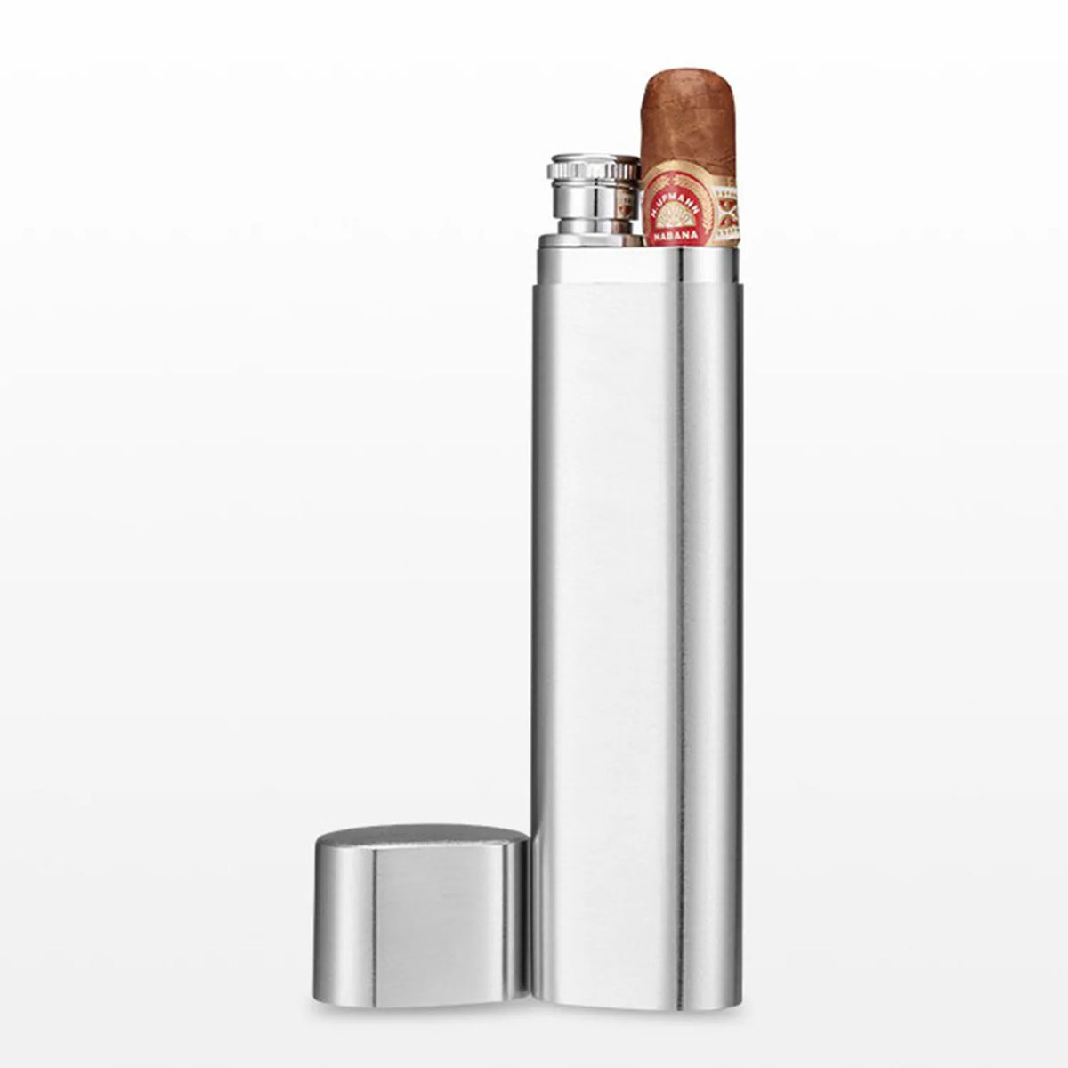 Stainless Hip Flask & Cigar Tube Gift Set — Wayfarer Reserve