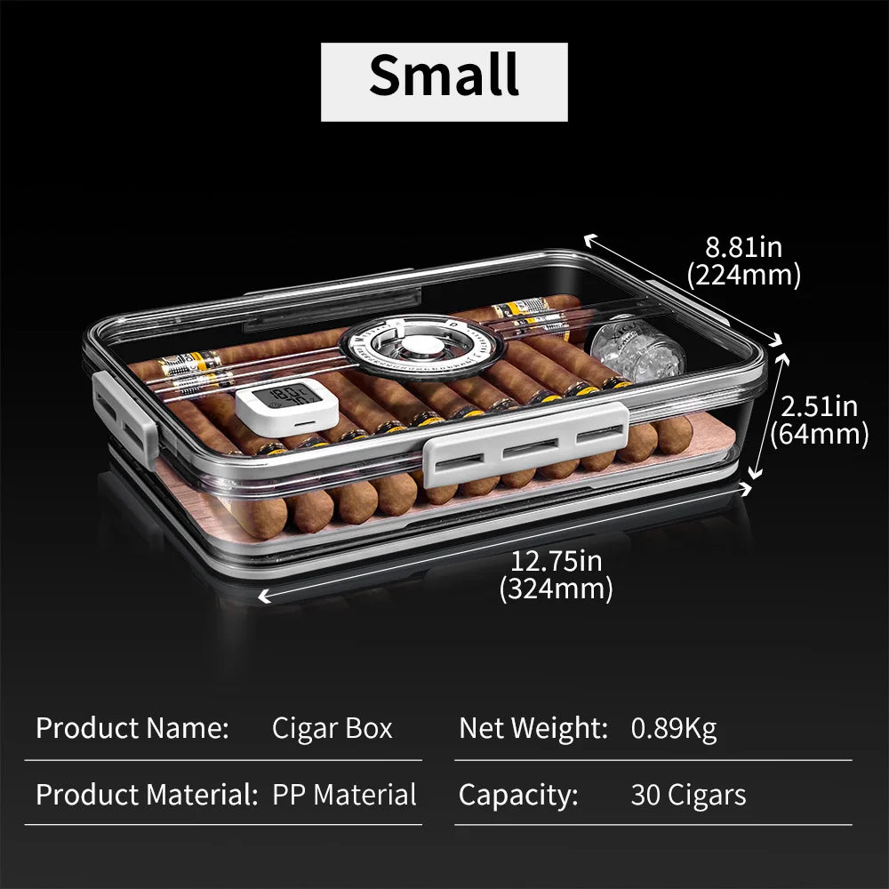 Airtight Cigar Humidor Box with Cedar Tray & Digital Hygrometer — Curator Reserve
