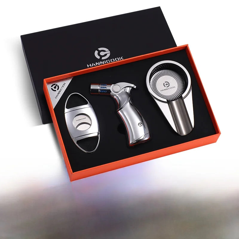 3-Piece Cigar Gift Set — Cutter, Torch Lighter & Ashtray — Marshall Reserve