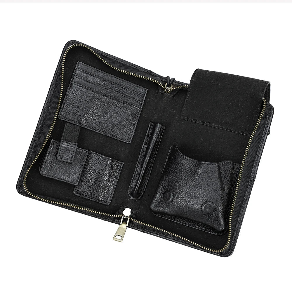 Leather Cigar & Travel Organiser with 5-Cigar Pocket — Emissary Reserve