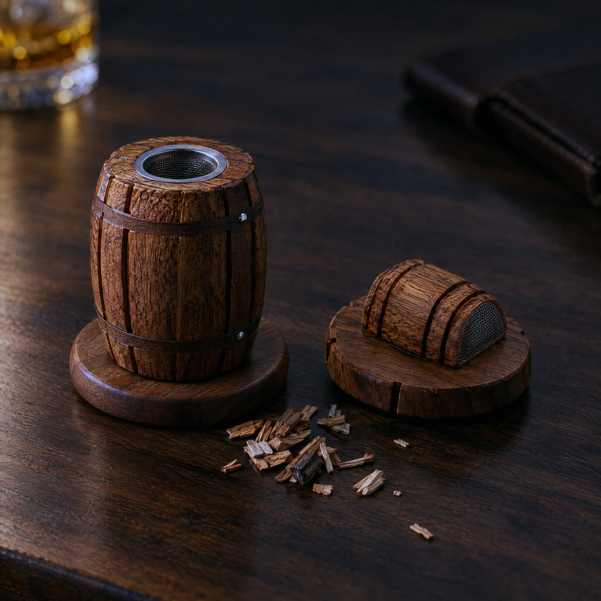 Smoker resting on the barrel stand