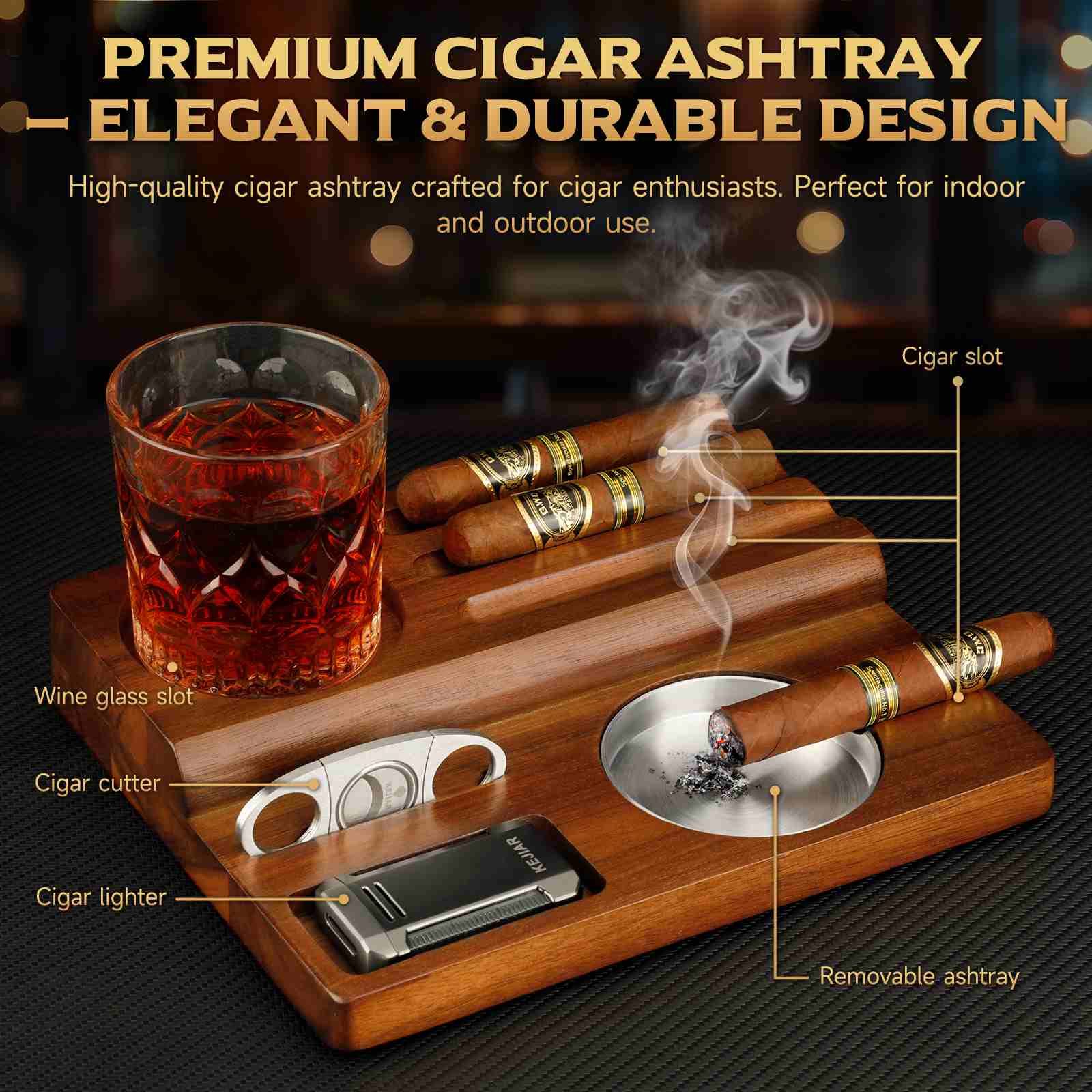 Wooden Cigar Ashtray Gift Set — Gentleman’s Reserve