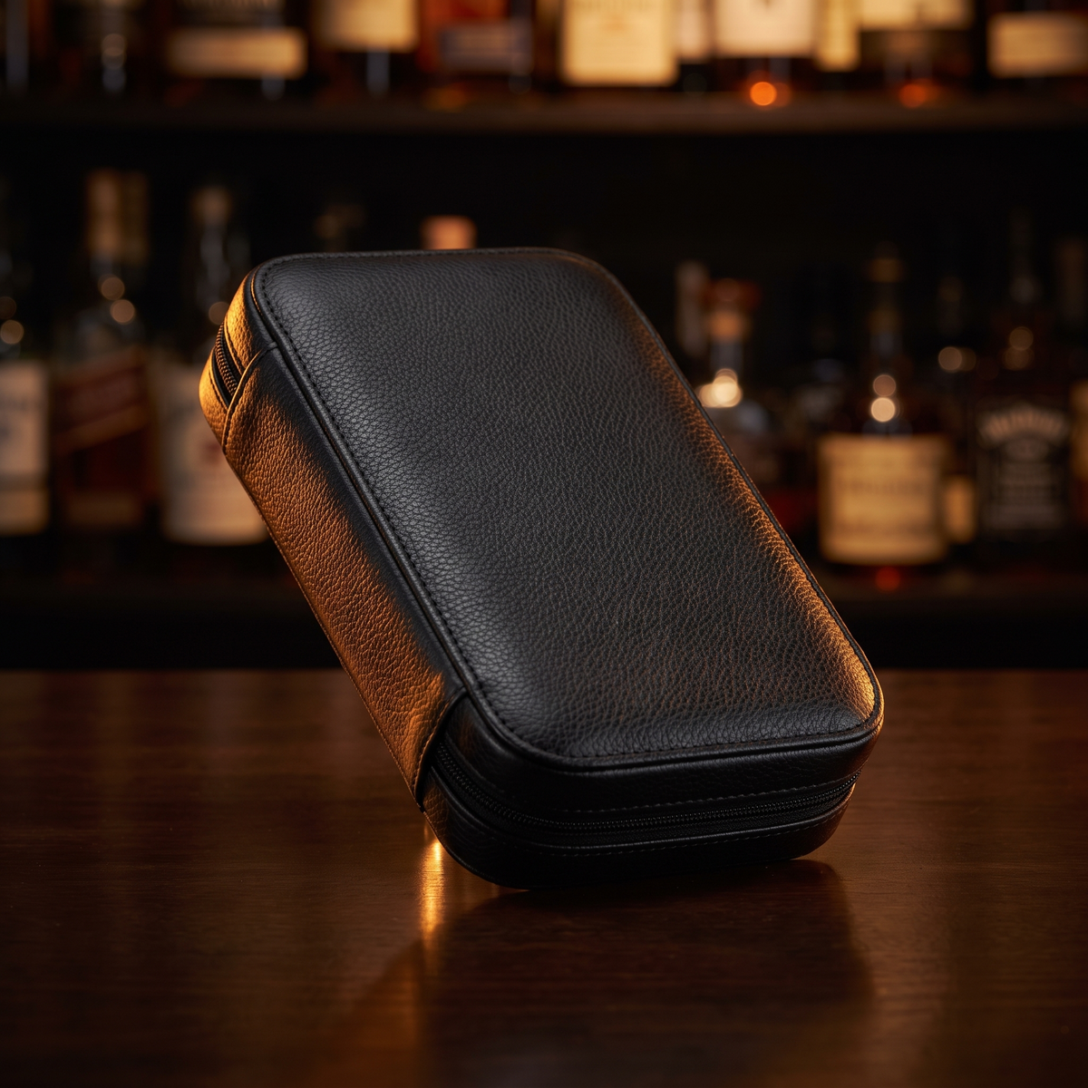 Cedar-Lined Travel Cigar Humidor — Black — closed case