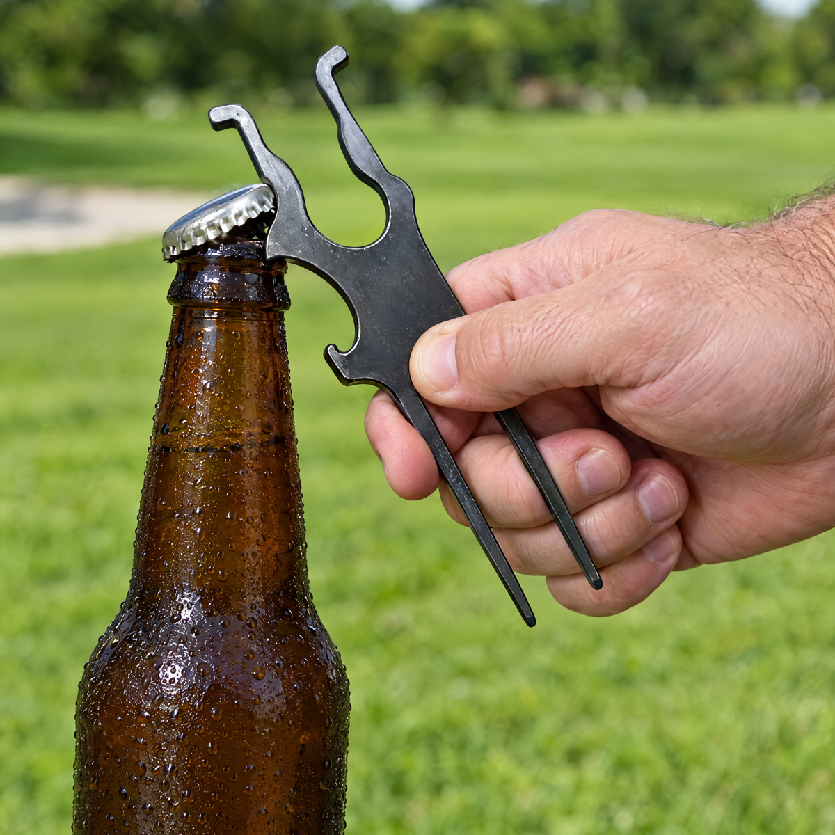 Opening a bottle with the side notch