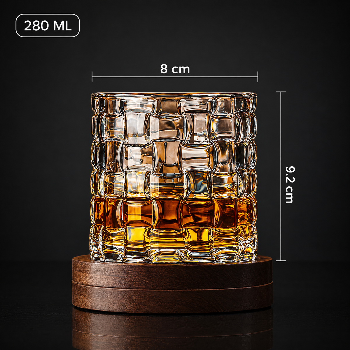 Meridian Reserve dimensions: 8 cm wide, 9.2 cm tall, 280 ml