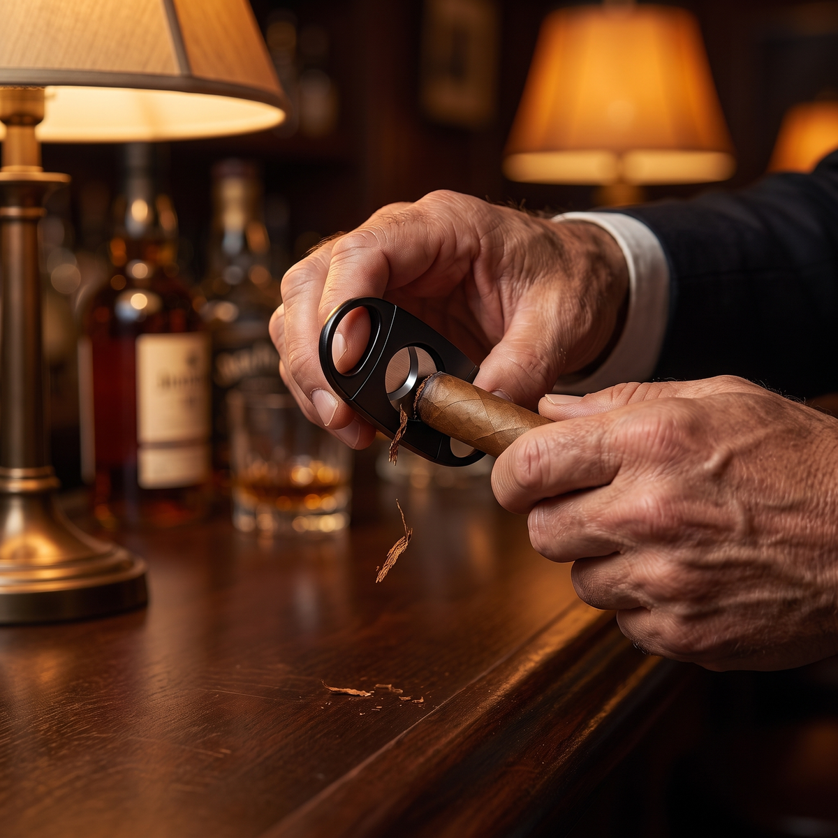 Monaco Reserve — cutting a cigar (Black)