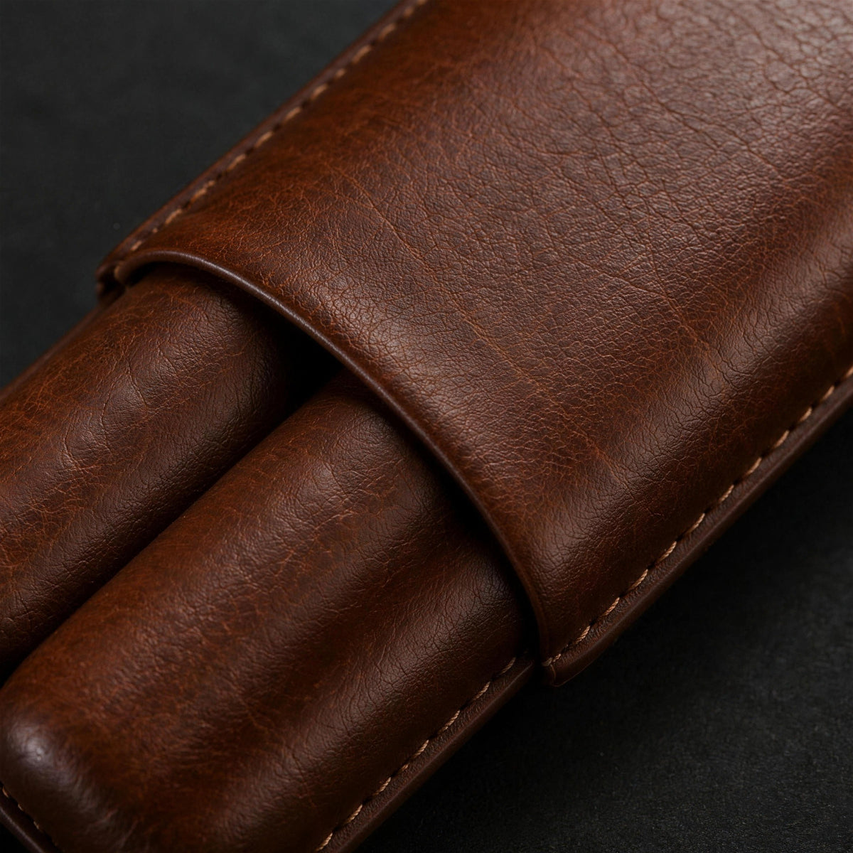 Close-up of the contrast stitching