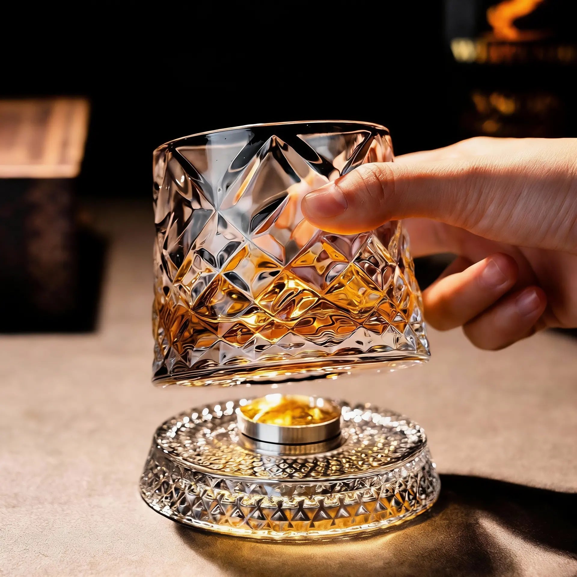 360° Spinning Crystal Whisky Glass — Astra Reserve