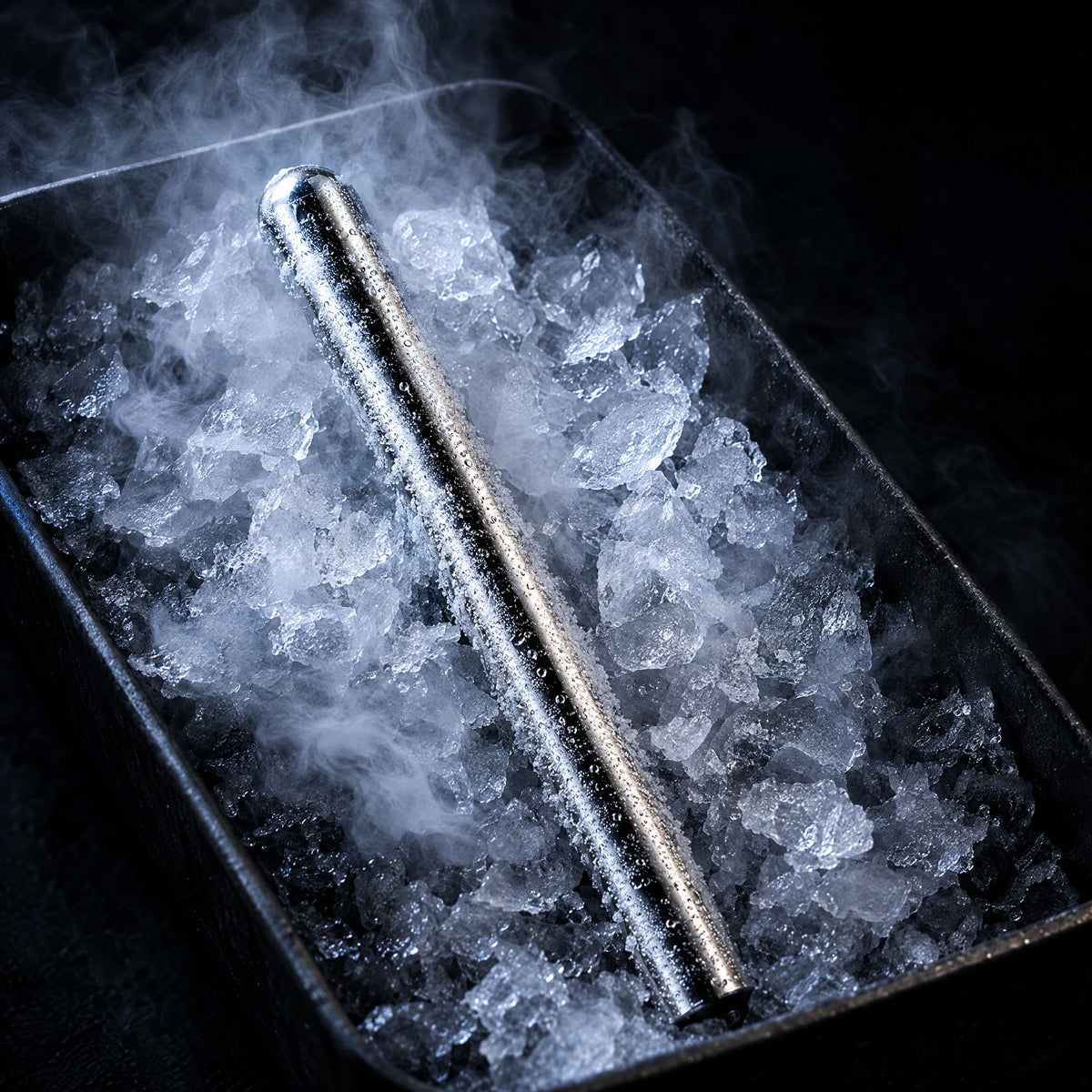 Chiller rod resting on ice