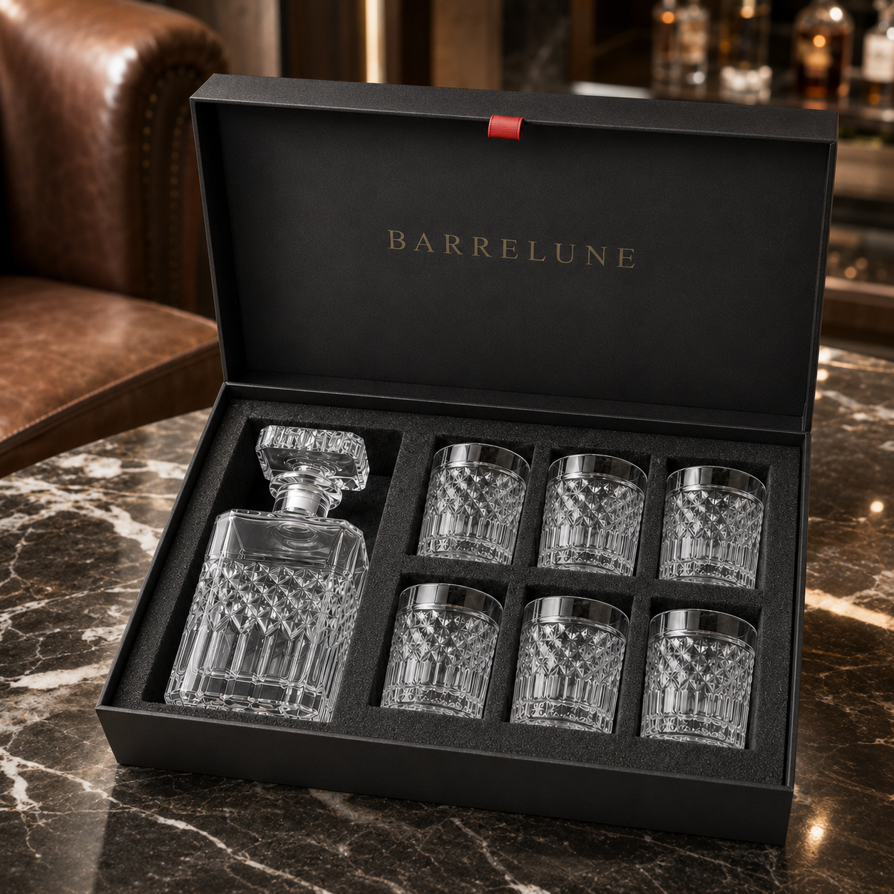 Crystal Whisky Decanter & Glass Set — Prague Reserve