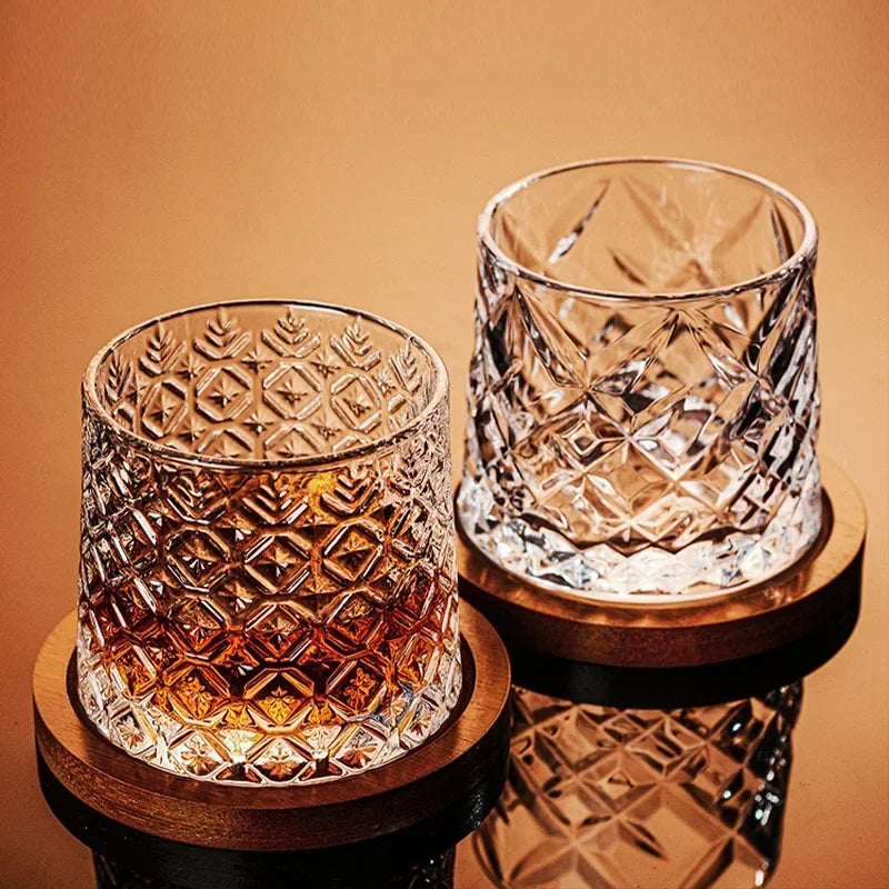 Weighted Spinning Crystal Whisky Glass with Base — Meridian Reserve