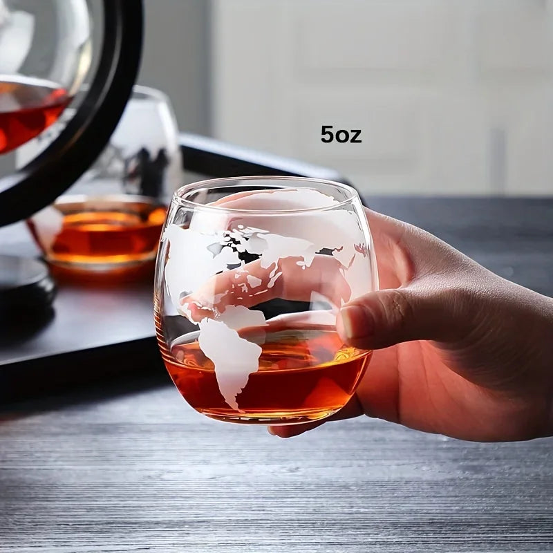 Globe Whisky Decanter with Wooden Base — Atlas Reserve