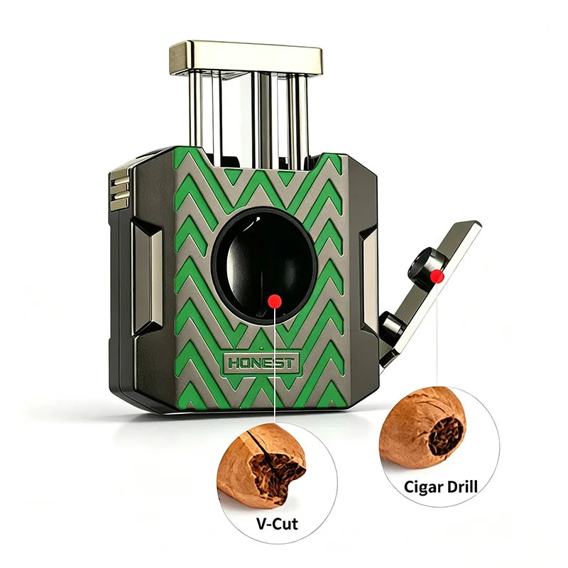 4-in-1 Cigar Cutter with V-Cut, Straight Cut & Punch — Quadrant Reserve