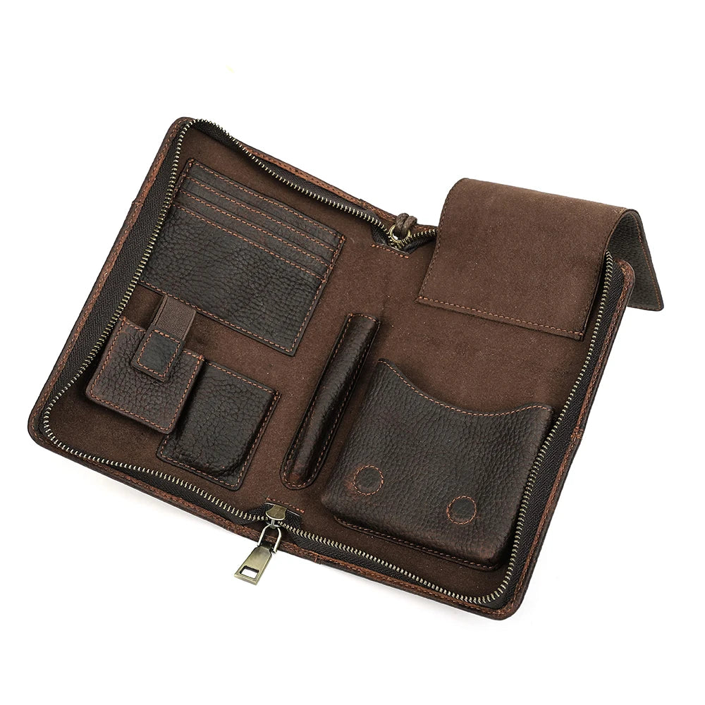 Leather Cigar & Travel Organiser with 5-Cigar Pocket — Emissary Reserve