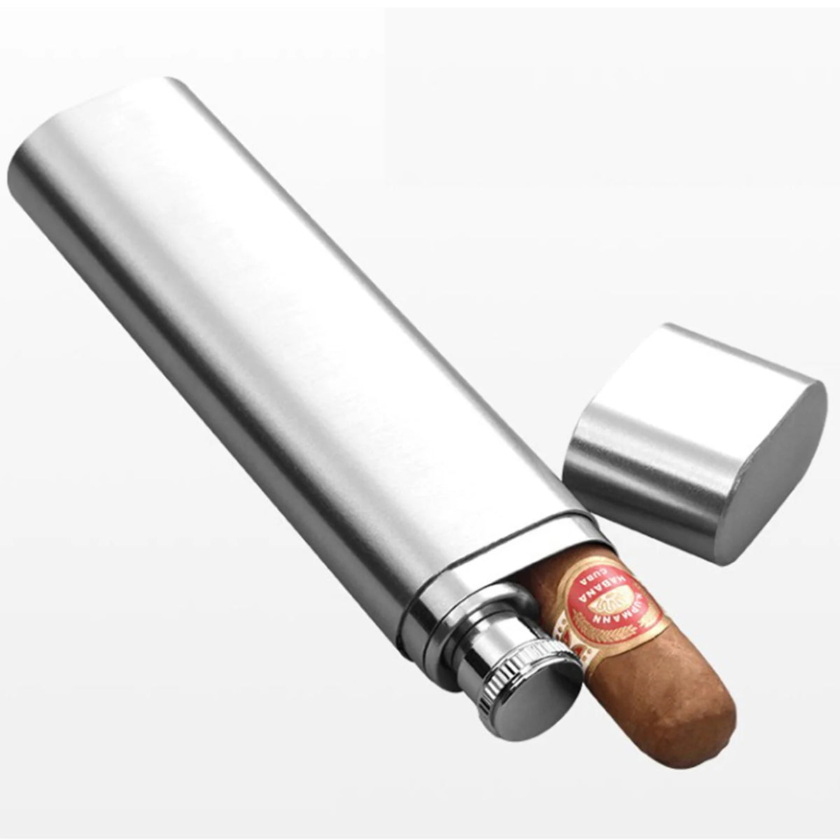 Stainless Hip Flask & Cigar Tube Gift Set — Wayfarer Reserve