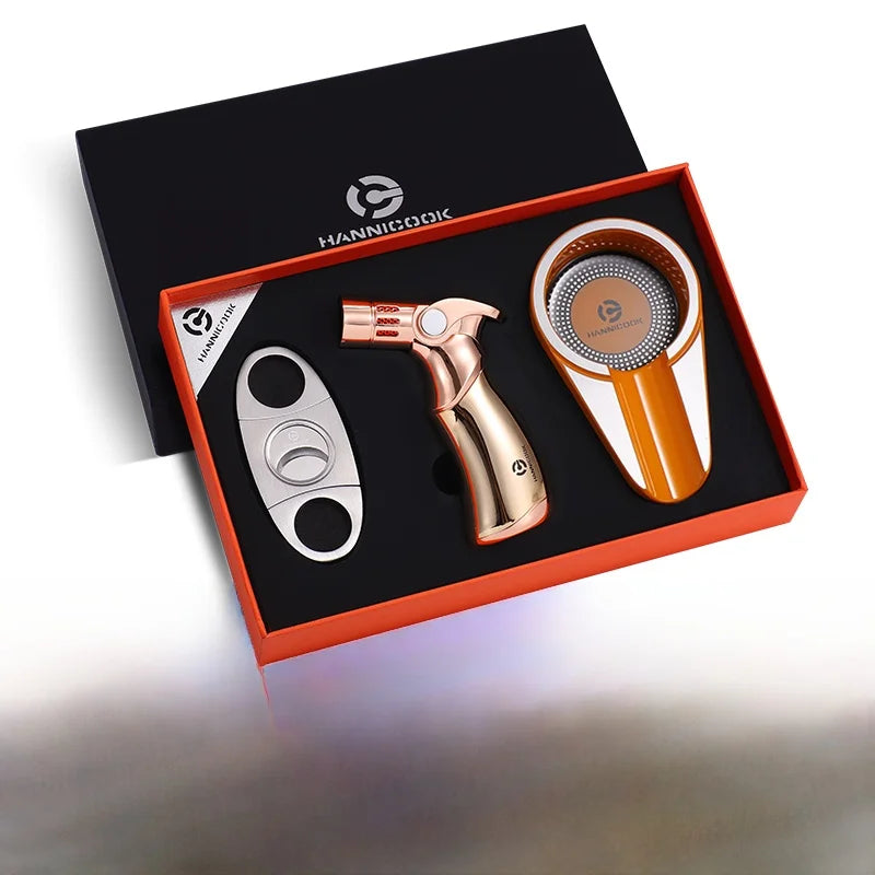 3-Piece Cigar Gift Set — Cutter, Torch Lighter & Ashtray — Marshall Reserve