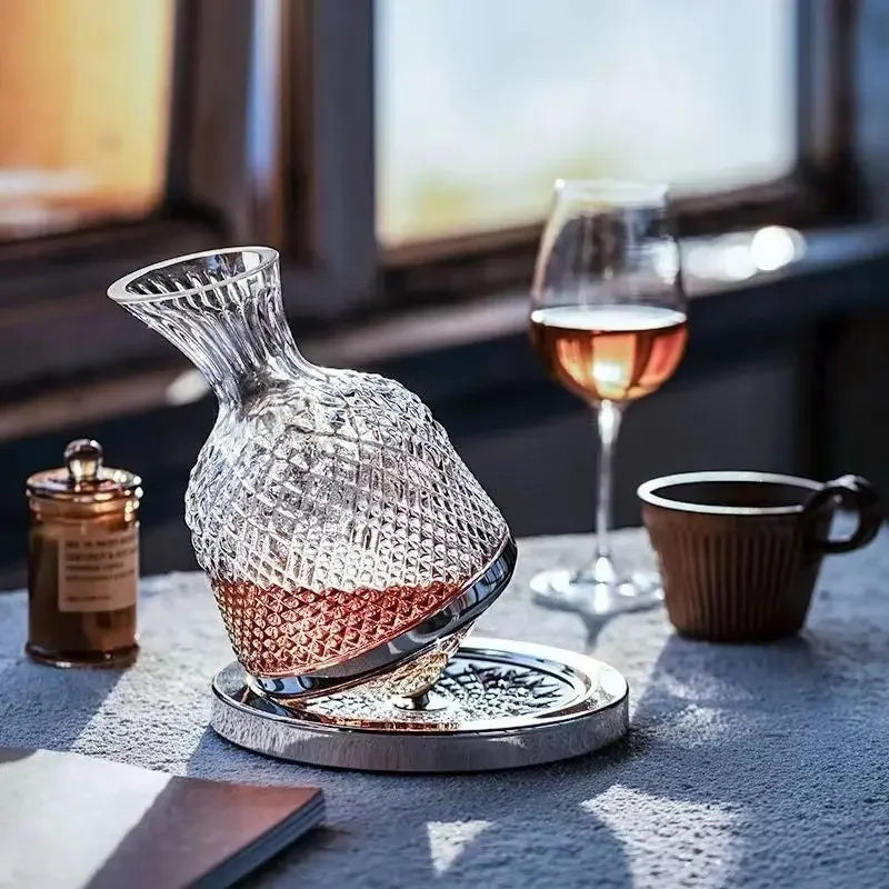 360° Rotating Crystal Wine Decanter — Revolve Reserve