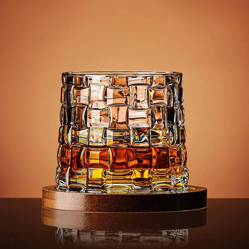 Weighted Spinning Crystal Whisky Glass with Base — Meridian Reserve