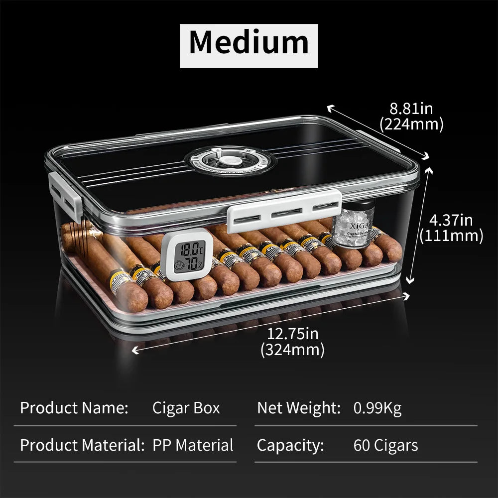 Airtight Cigar Humidor Box with Cedar Tray & Digital Hygrometer — Curator Reserve