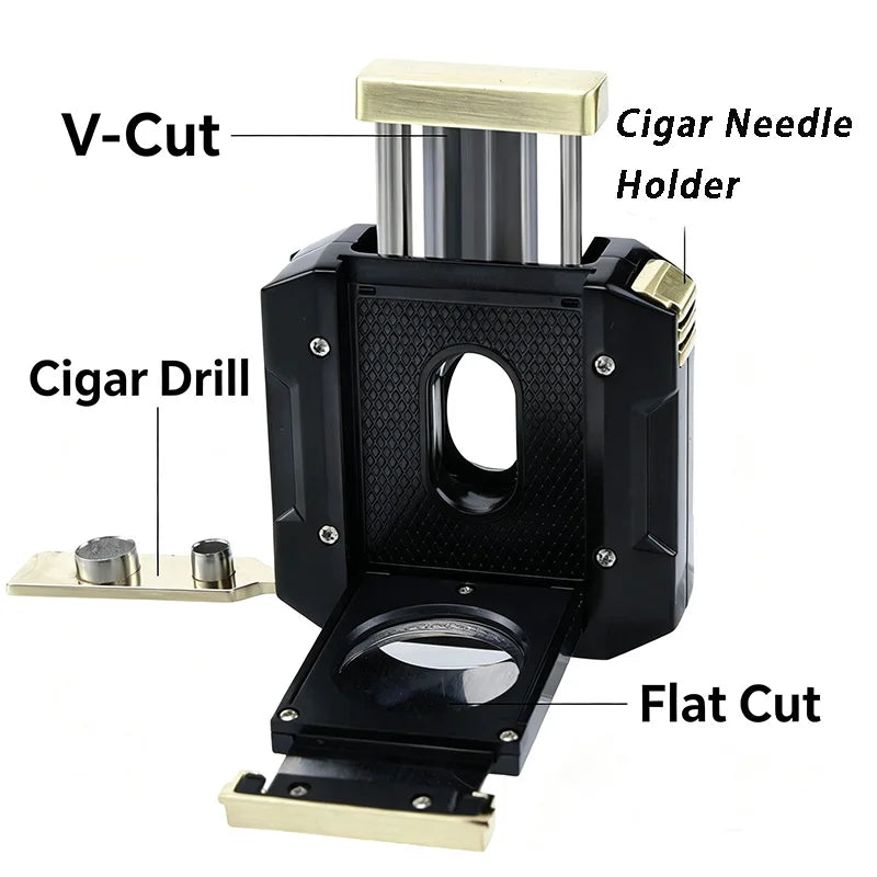 4-in-1 Cigar Cutter with V-Cut, Straight Cut & Punch — Quadrant Reserve