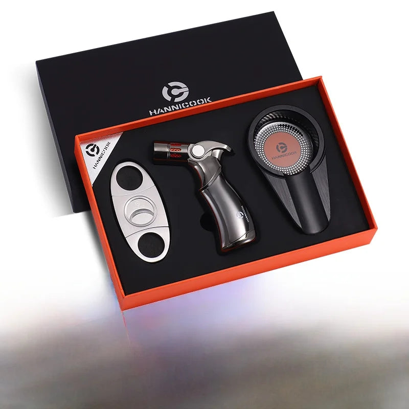 3-Piece Cigar Gift Set — Cutter, Torch Lighter & Ashtray — Marshall Reserve