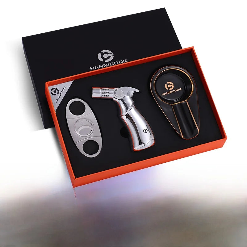 3-Piece Cigar Gift Set — Cutter, Torch Lighter & Ashtray — Marshall Reserve