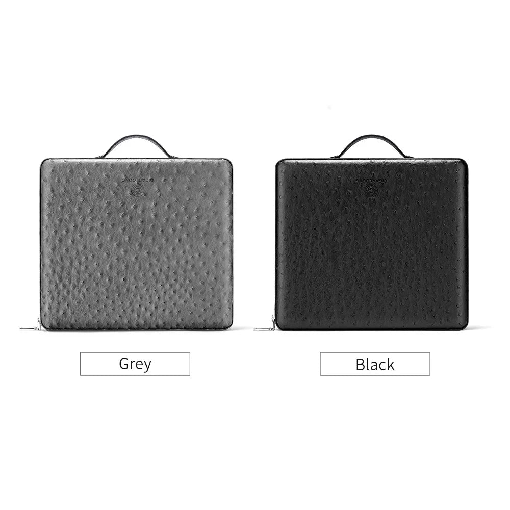 Ostrich-Grain Leather 10-Cigar Travel Case with Handle — Consul Reserve