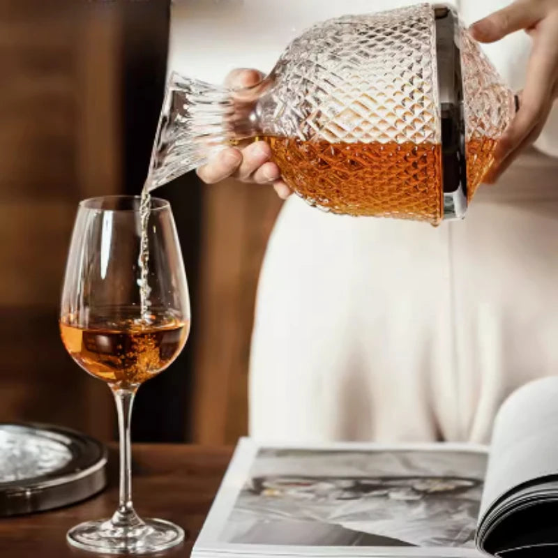 360° Rotating Crystal Wine Decanter — Revolve Reserve