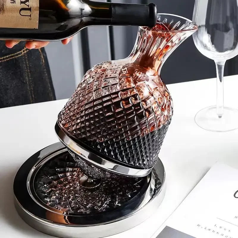 360° Rotating Crystal Wine Decanter — Revolve Reserve