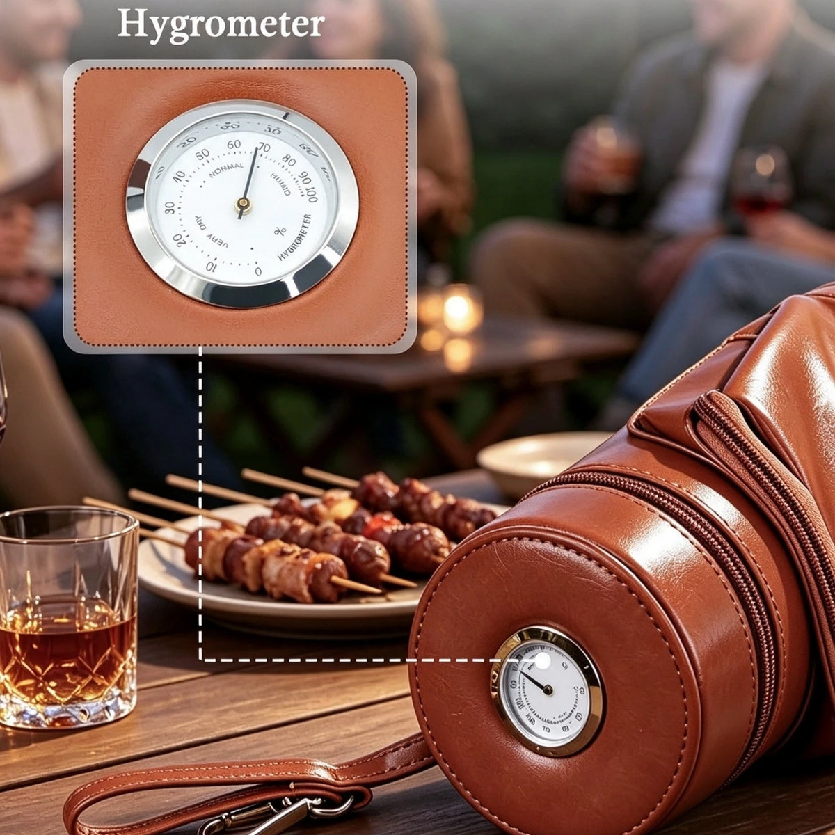 Cedar-Lined Leather Cigar Travel Case with Hygrometer — Regent Reserve