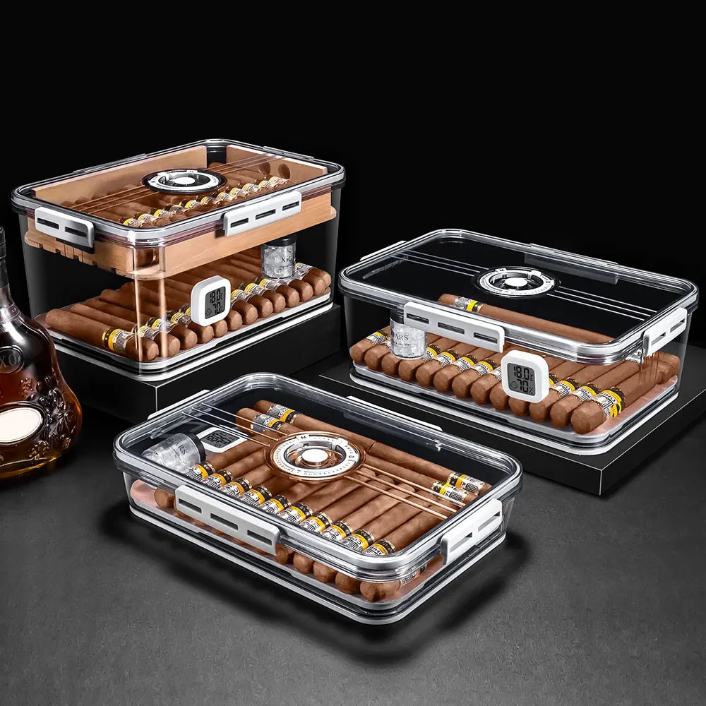 Airtight Cigar Humidor Box with Cedar Tray & Digital Hygrometer — Curator Reserve
