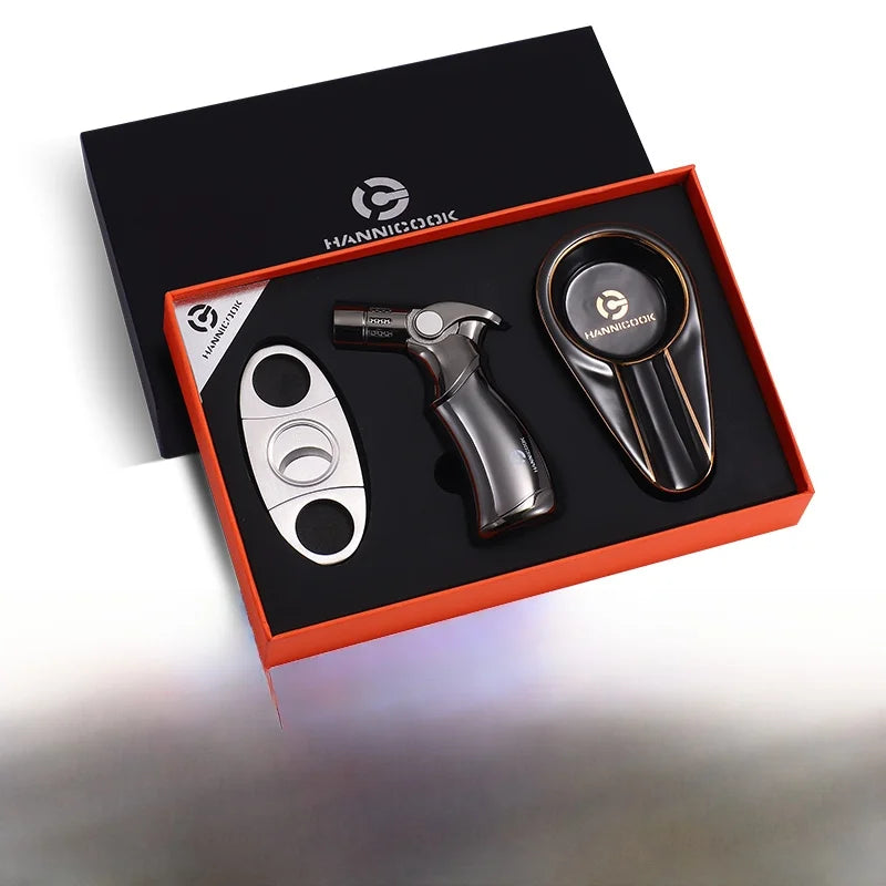 3-Piece Cigar Gift Set — Cutter, Torch Lighter & Ashtray — Marshall Reserve