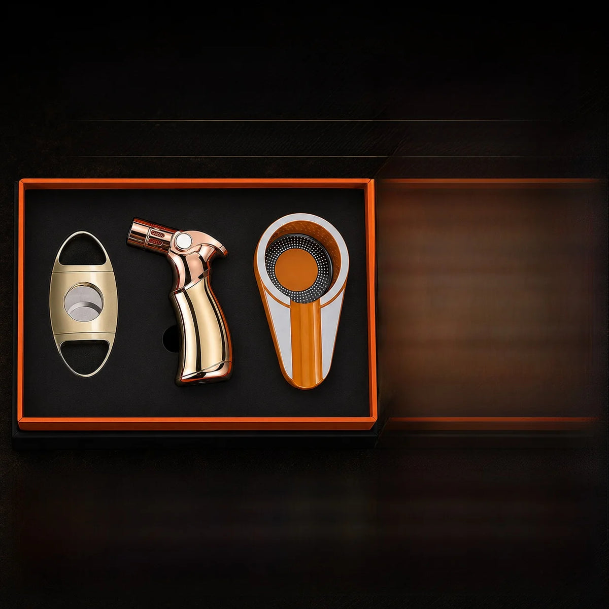 3-Piece Cigar Gift Set — Cutter, Torch Lighter & Ashtray — Marshall Reserve