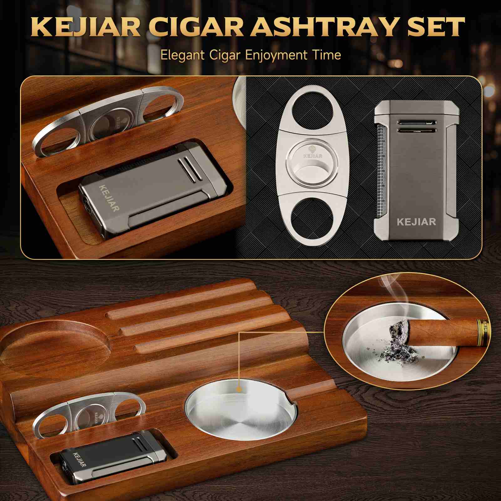 Wooden Cigar Ashtray Gift Set — Gentleman’s Reserve
