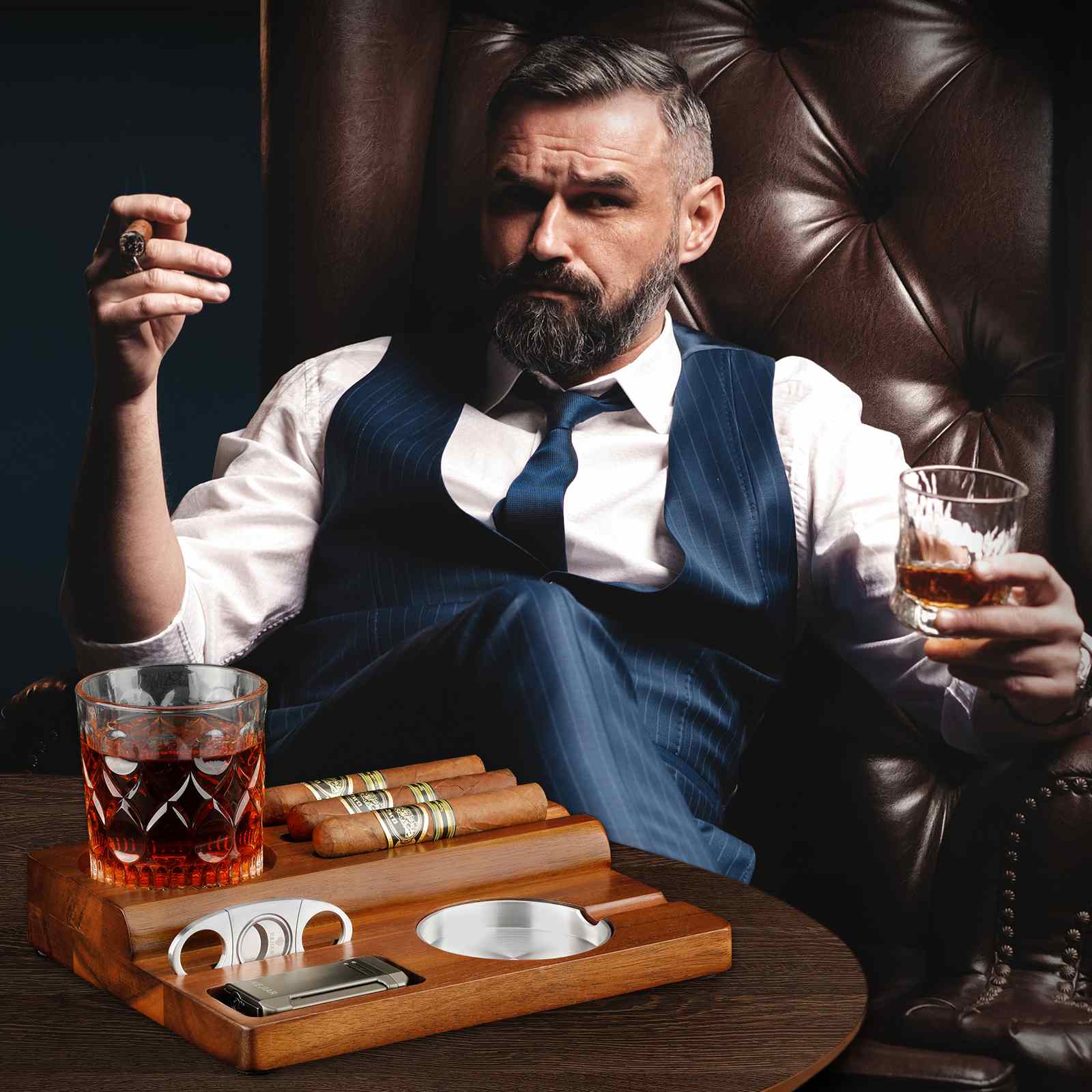 Wooden Cigar Ashtray Gift Set — Gentleman’s Reserve