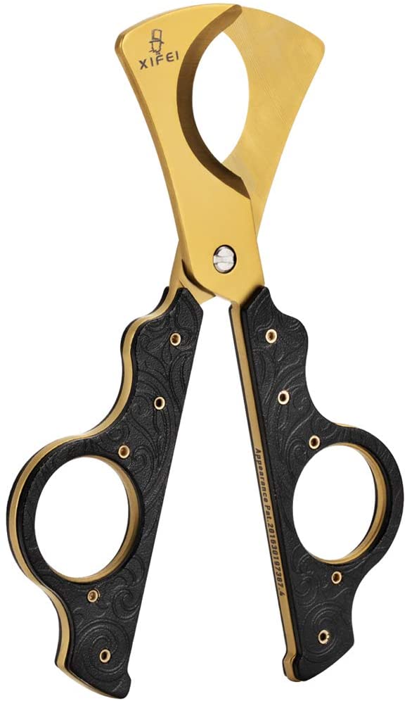 XIFEI Cigar Cutter Scissors High-End Bronze Engraved Design
