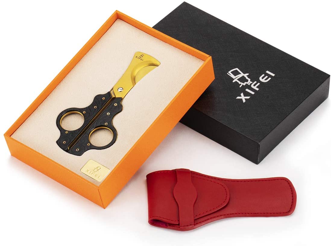 XIFEI Cigar Cutter Scissors High-End Bronze Engraved Design