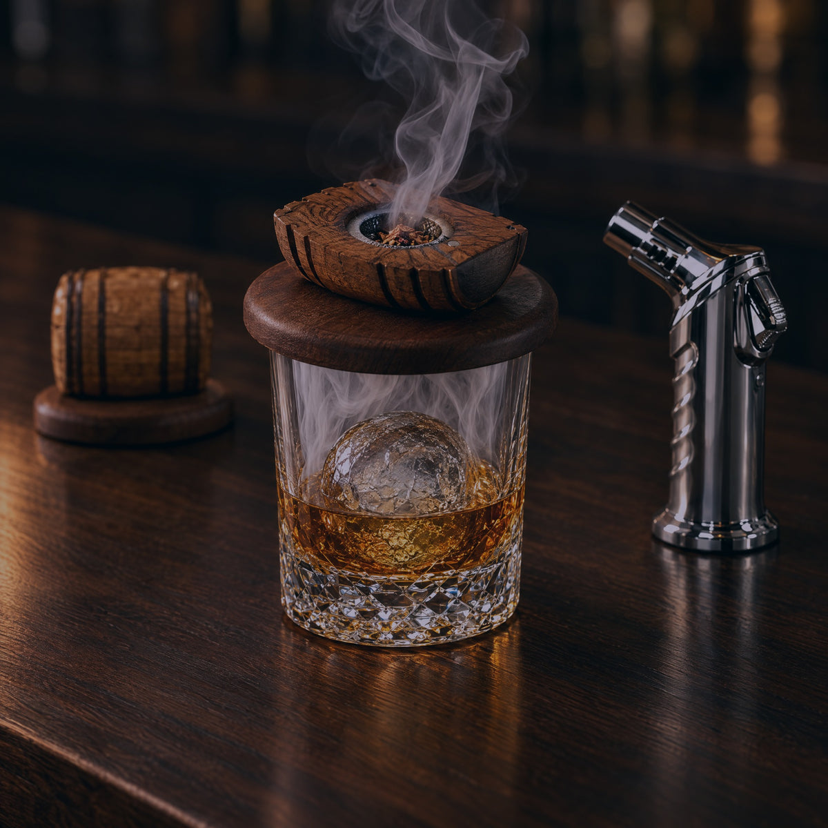 Smoke settling into the whisky