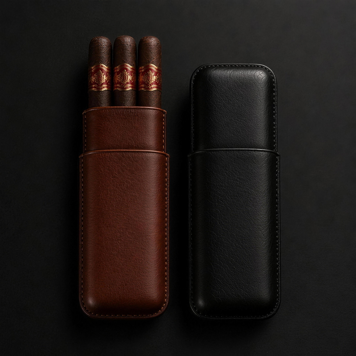 Brown and black cases side by side