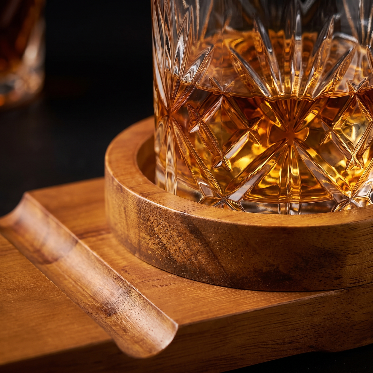 Cigar Ashtray & Whisky Tray — whisky glass coaster detail